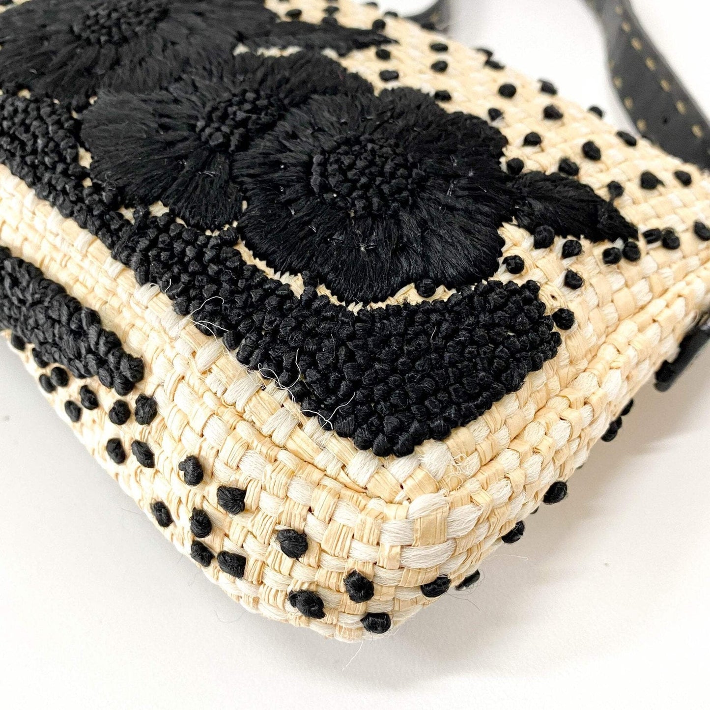 ★ Authentic FENDI Baguette Paglia Embroidered Shoulder Bag Pre-owned ★