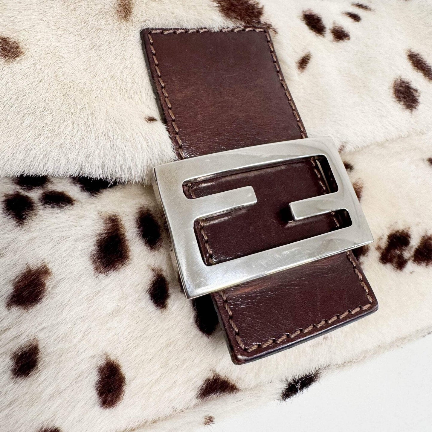 ★ Authentic FENDI Baguette Pony Hair Shoulder Bag Pre-owned ★