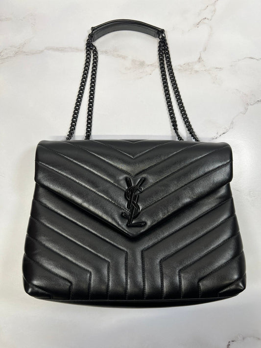 Authentic Pre-Owned YSL LouLou Medium Chain Shoulder Bag – Black on Black