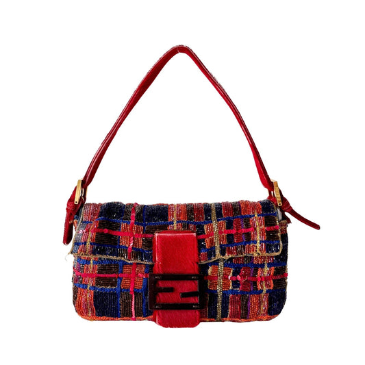★ Authentic FENDI Baguette Multicolor Beaded Shoulder Bag Pre-owned ★