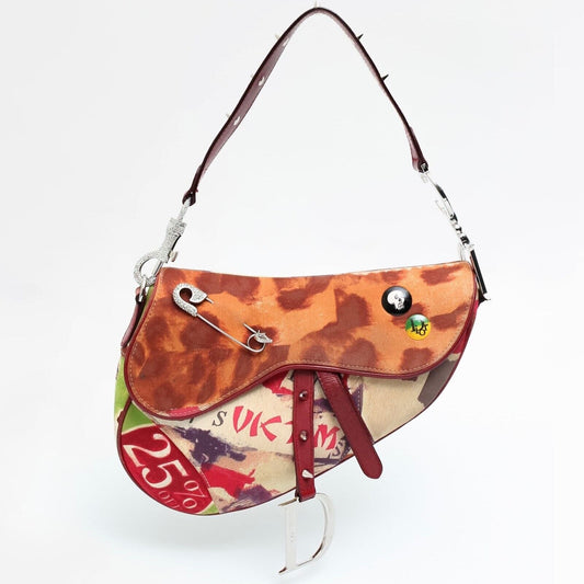 ★ Authentic CHRISTIAN DIOR VICTIM EMBELLISHED SADDLE BAG Pre-owned ★