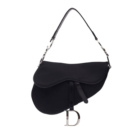★ Authentic DIOR BLACK NYLON SADDLE BAG Pre-owned ★